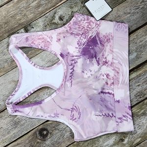 Laundry by Shelli Segal racerback sports bra splattered purples Small FP095